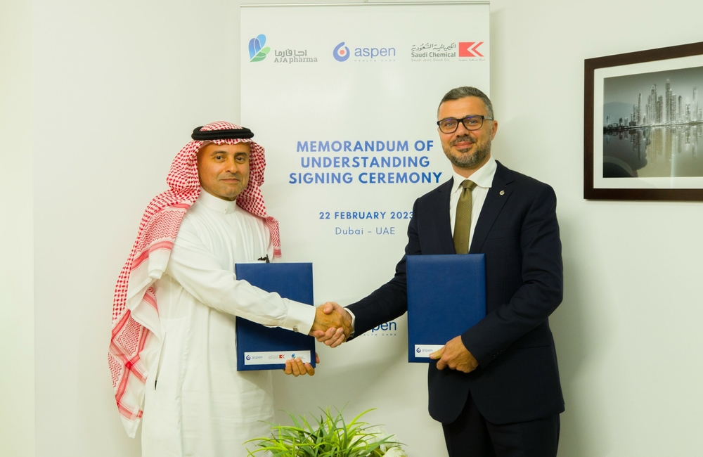 Aspen, Saudi Chemical Company Holding and its subsidiary AJA Pharma signs MoU